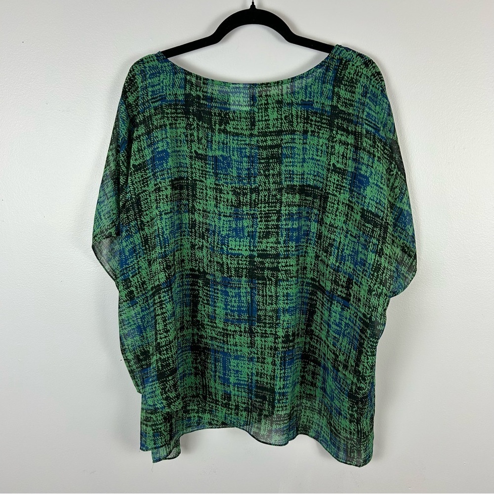 CAbi Green & Blue 2 Piece Short Sleeve Blouse Size Large - Picture 8 of 12